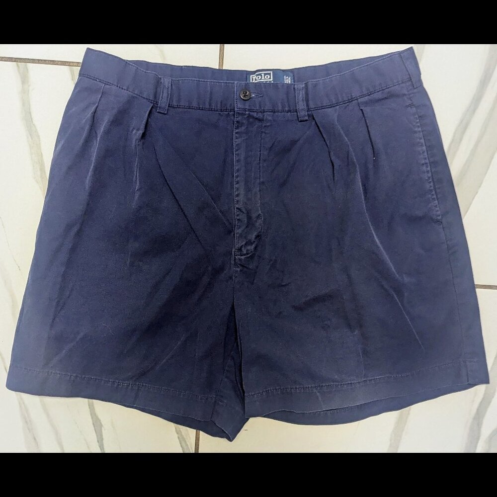 Polo Ralph Lauren Tyler Chino‎ Shorts Men Size 36 Blue Pockets Cotton Vintage